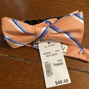Coral striped bow tie
